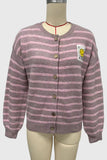 Striped Button-Front Knit Cardigan