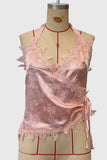 Lace Halter Tie-Front Tank
