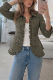 Floral Ruffle Button-Front Jacket
