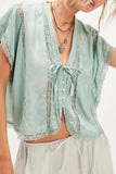 Tie-Front Lace Detail Blouse