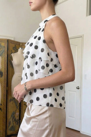 Layered Halter Polka Dot Tank