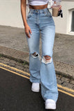 High-Waist Distressed Casual Pants