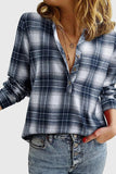 Plaid V-Neck Button-Front Long Sleeve Shirt