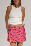 Floral Print Side Tie Mini Skirt