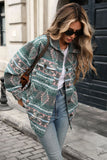 Geometric Print Button-Front Collared Coat