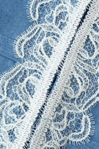 Lace Trim Double-Breasted Jacket