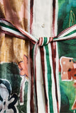 Graphic Print Belted Shirt Dress