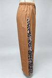 Leopard Side Panel Drawstring Wide-Leg Pants