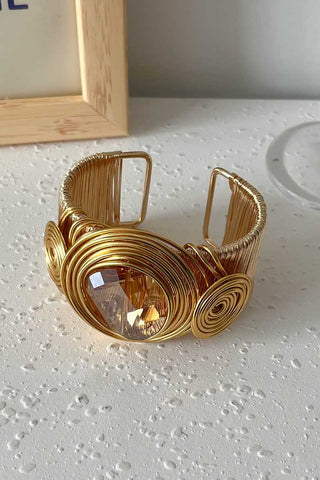 Wire-Wrapped Spiral Gem Cuff Bracelet