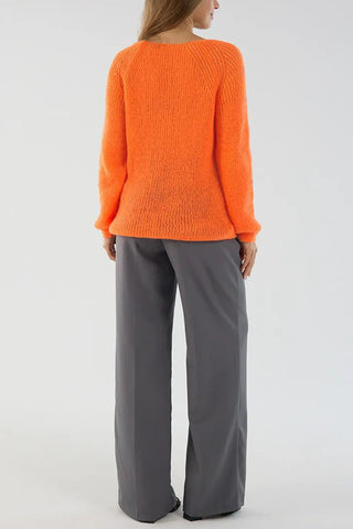 Sheer V-Neck Loose Knit Sweater