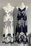 Flowing Palm Print Vacation Dress