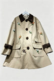 Floral Ribbed Collar Button-Front Coat