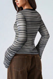 Striped Knit Button-Front Cardigan