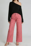 Striped High-Waist Straight Jeans