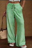 Striped Drawstring Wide-Leg Pants