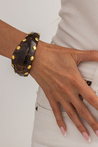 Marbled Studded Wide Cuff Bracelet