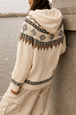 Fair Isle Hooded Toggle Cardigan