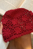 Floral Crochet Open-Knit Bucket Hat