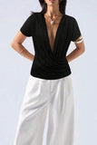 Deep-V Draped T-Shirt