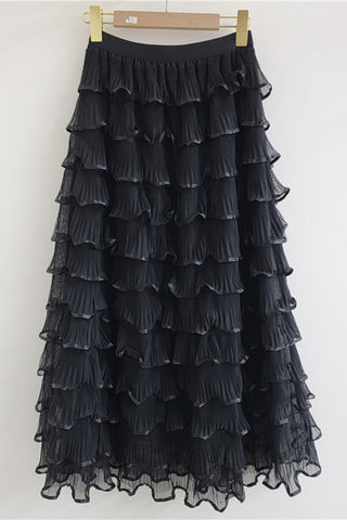 Tiered Ruffle Midi Skirt