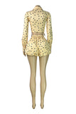 Polka Dot Long Sleeve Crop Top and Shorts Set