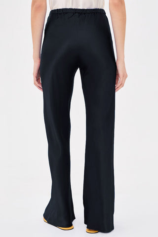 Satin Smocked Waist Wide-Leg Casual Pants