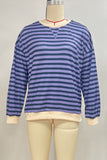 Striped Crew Neck Contrast Trim Top