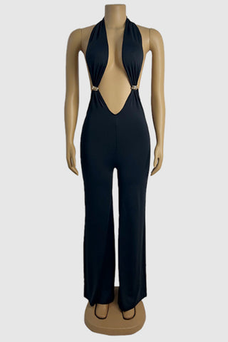 Plunge Neck Wide-Leg Jumpsuit