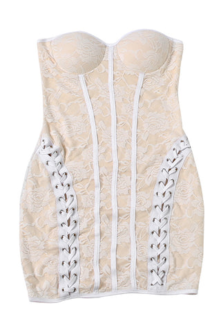 Strapless Lace-Up Evening Dress