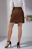 High-Waist Button Detail Slit Mini Skirt