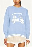 Golf Cart Graphic Ribbed Trim Sweater