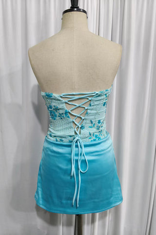 Strapless Floral Embellished Mini Dress