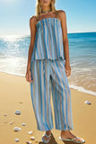 Strapless Striped Pants Set