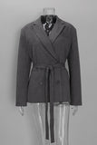Double-Breasted Notched Lapel Blazer