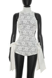 Lace Halter Romper with Sash Detail