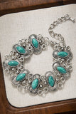 Oval Stone Filigree Link Chain Bracelet