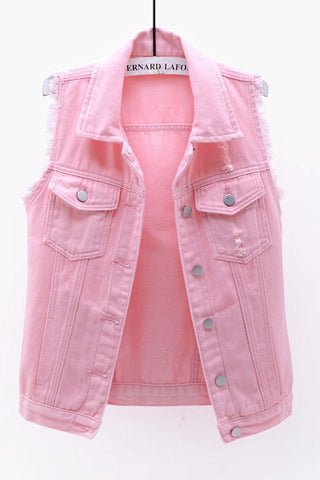 Sleeveless Collared Button-Front Vest