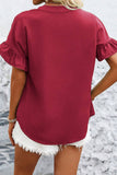 Button-Up Ruffled Sleeve Blouse