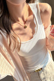 Lace Trim Ribbed Scoop Neck Tank