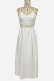 Lace-Trim Spaghetti Strap Midi Dress