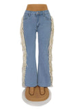 Fringe Side Wide Leg Jeans