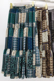 Patchwork Print Tiered Midi Skirt