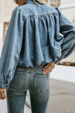 Stand-Collar Button-Front Denim Jacket