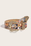 Floral Print Ornate Metal Belt