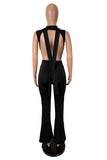 Deep V-Neck Cutout Ruched Jumpsuit
