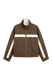 Colorblock Stripe Stand-Collar Zip Jacket