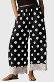 Polka Dot Drawstring Wide-Leg Lace Pants