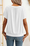 V-Neck Gathered Short Sleeve Top
