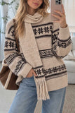 Snowflake Knit Crew Neck Sweater