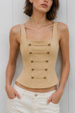 Square Neck Button Front Tank Top